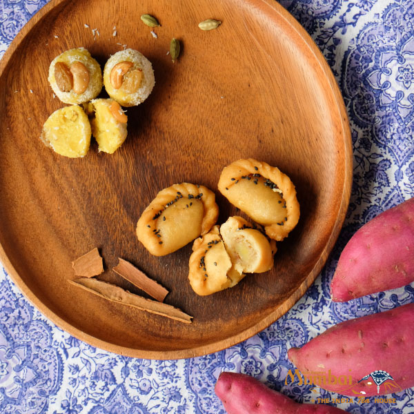 インドスイーツ さつまいもグジヤ さつまいもラドゥ shakar kandi gujiya ladoo indian sweets インド菓子 ミタイ mithai インドのおいもスイーツ
