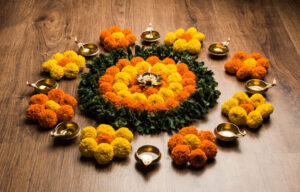 マリーゴールド　ディワリ　Diwali　インドのお正月　インド料理ムンバイ　Mumbai　diya　ディヤ